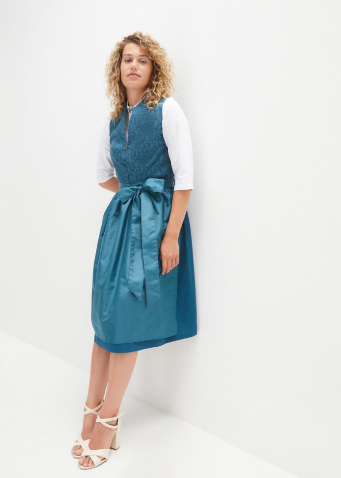 Dirndl mit Jacquardmuster und Schürze in Midilänge (2-tlg.Set)