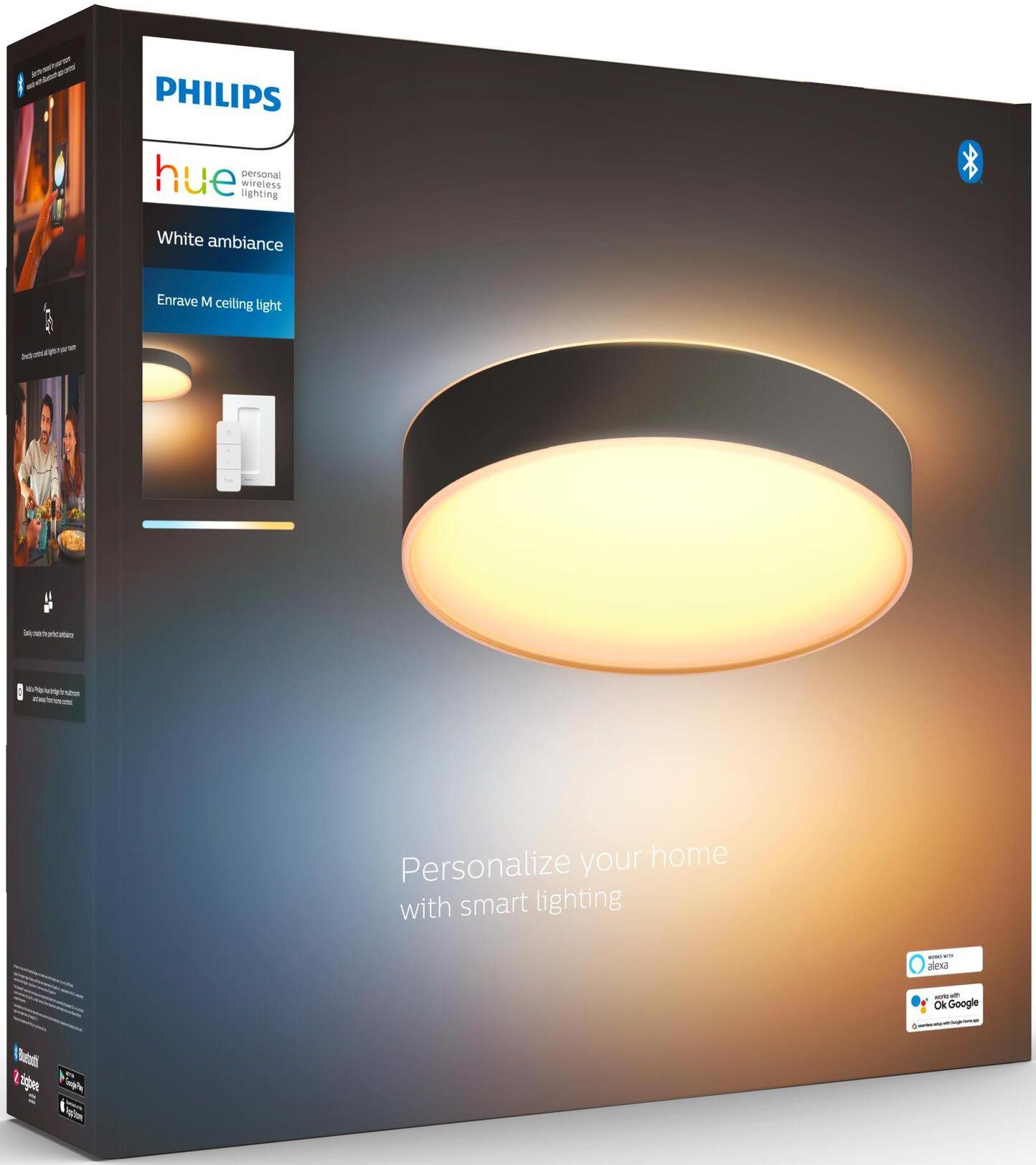 Philips Hue LED Deckenleuchte Enrave, Dimmfunktion, LED fest integriert, Warmweiß