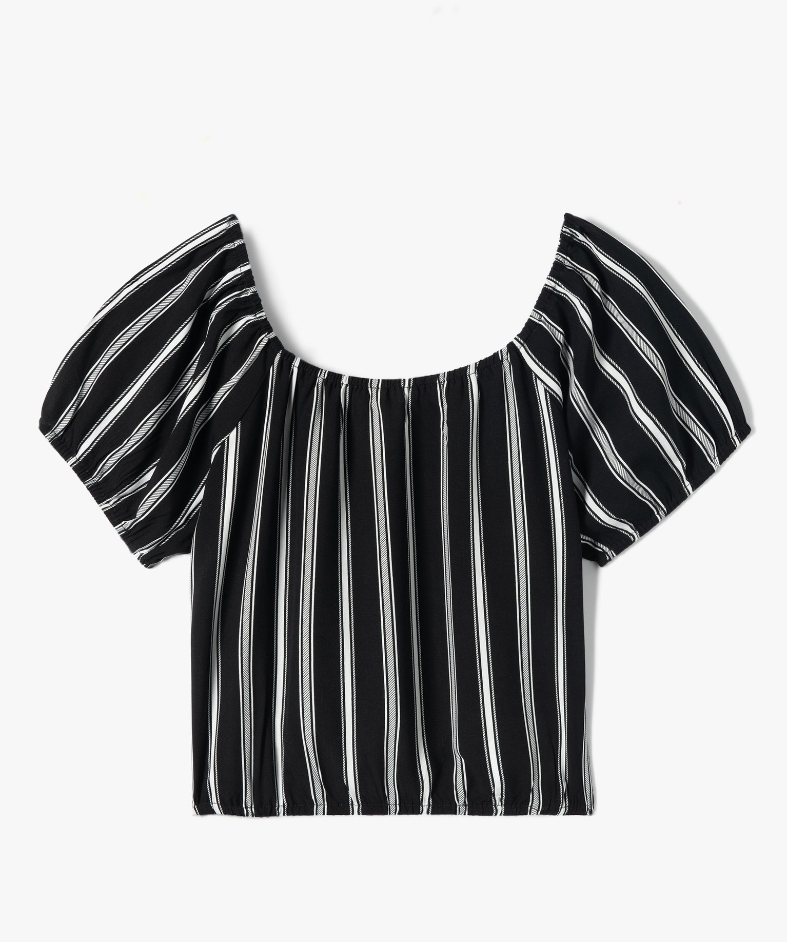Chemise fille à col Bardot et manches courtes raye | GEMO