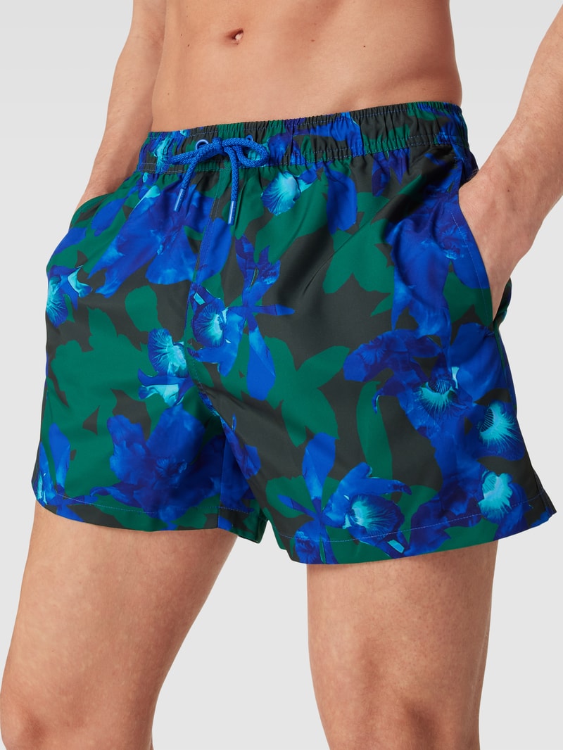 Badehose mit Allover-Print in royalblau