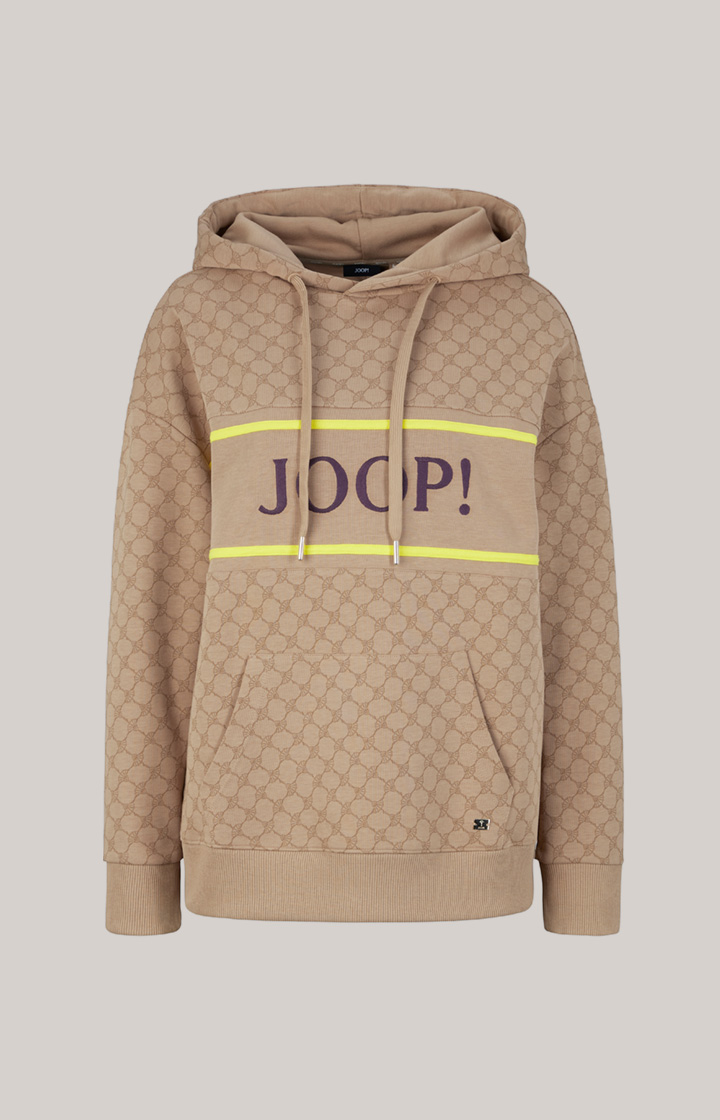 Hoodie in Beige gemustert