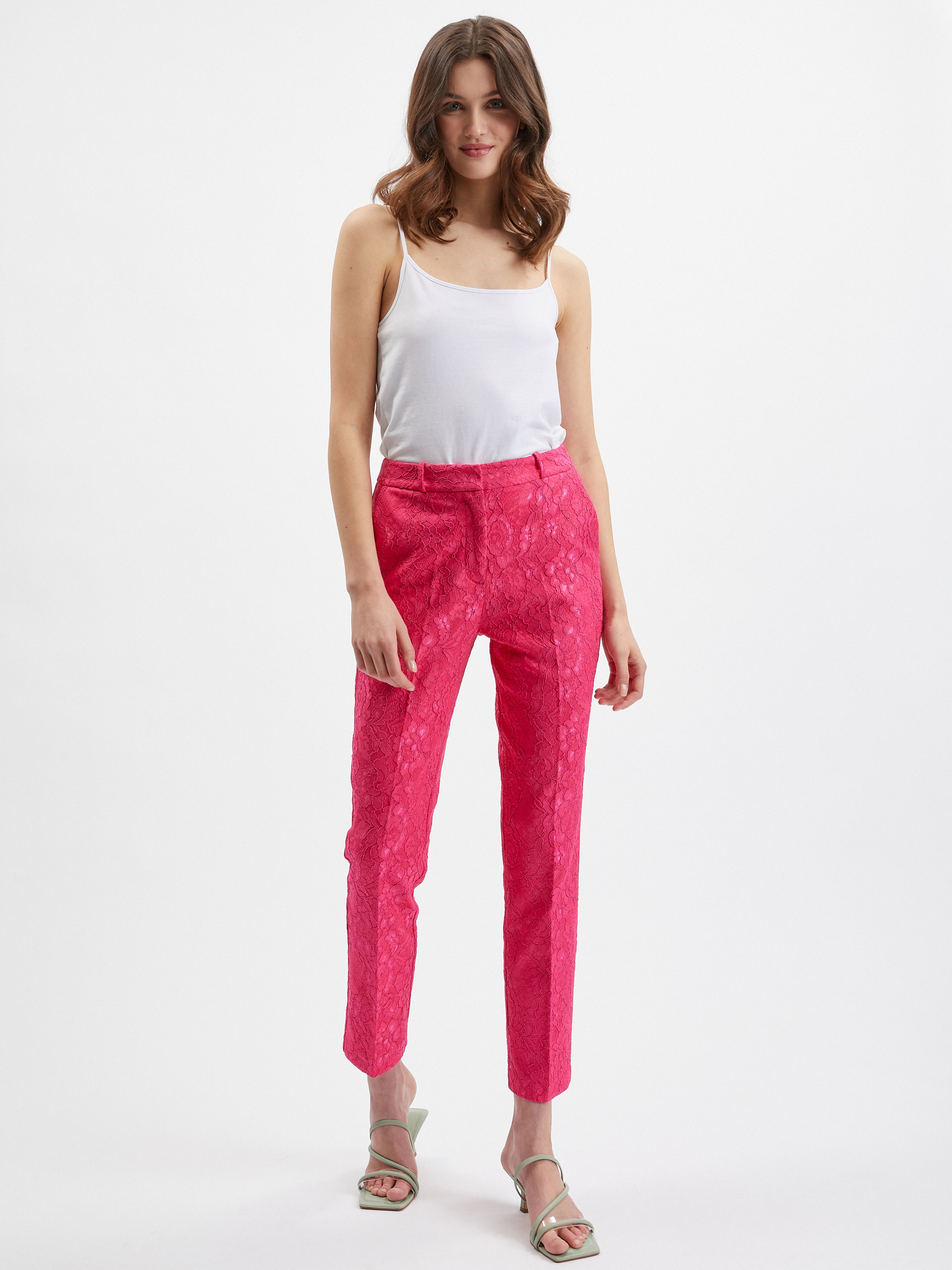 Rosa gemusterte Damen-Cropped-Hose ORSAY