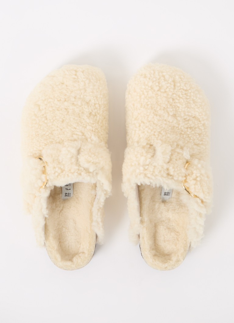 Saboți Birkenstock Boston Teddy cu cataramă mare