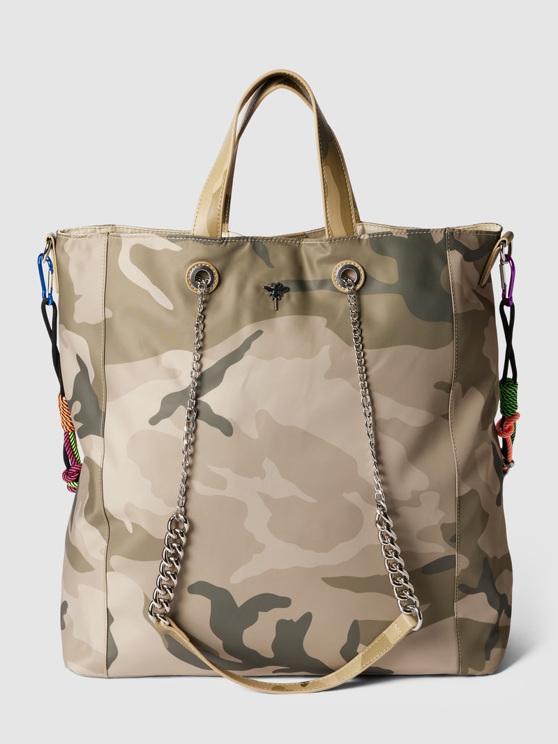 Tote Bag mit Label-Detail in olivgrün