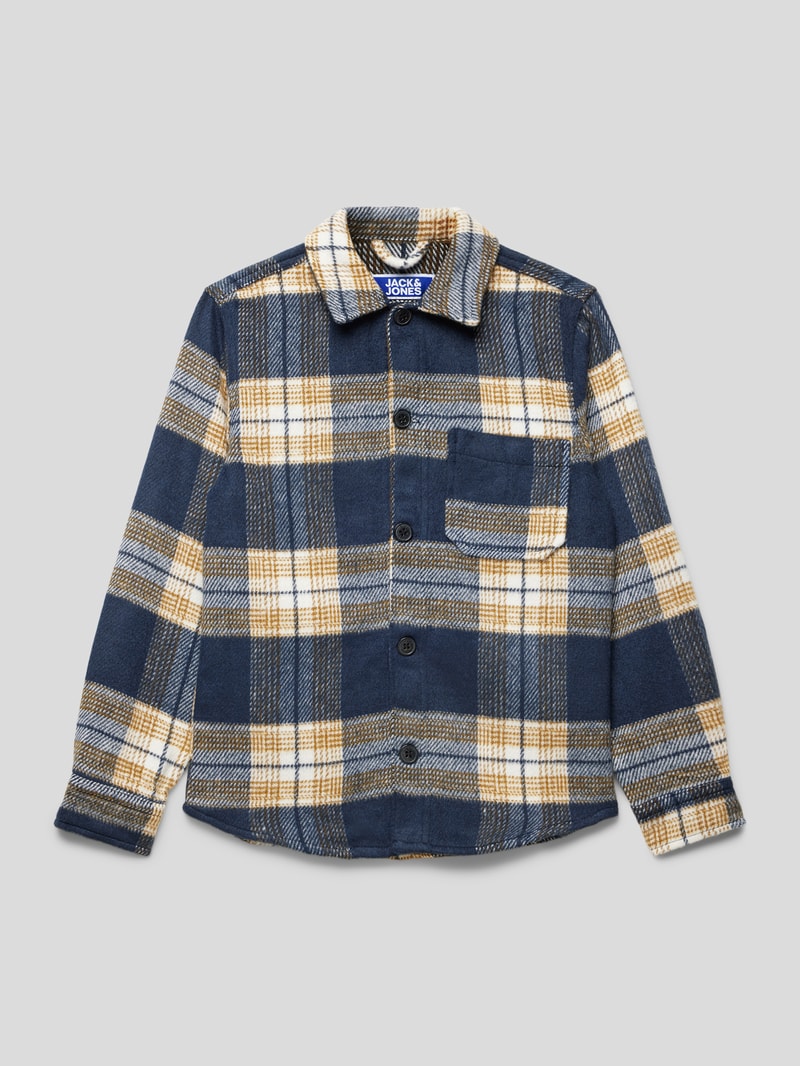 Hemdjacke mit Karomuster in marineblau