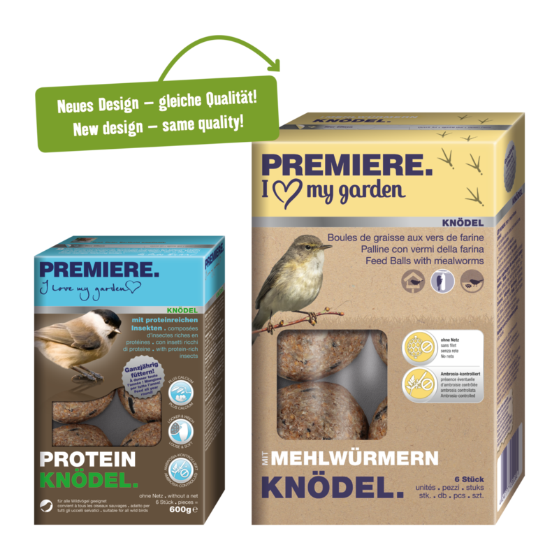 PREMIERE Meisenknödel PREMIERE Meisenknödel 6er ohne Netz Mehlwürmer