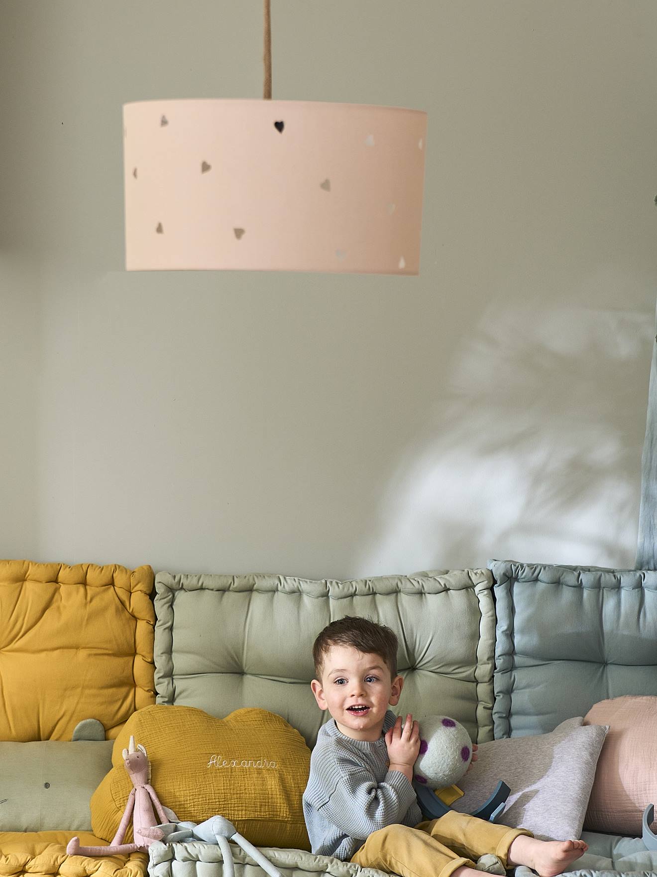 Abat-jour pour suspension motifs perforés gris