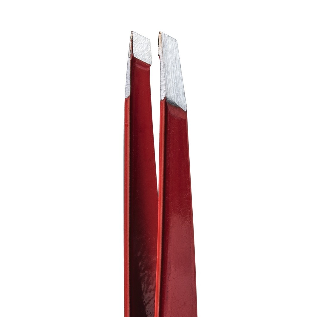 Pinzette. schräg. rot. 9.5 cm