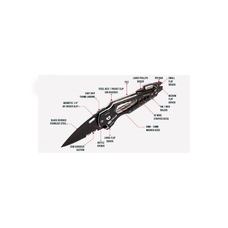 True Utility Smartknife+ Black Blade - Natralock Pack