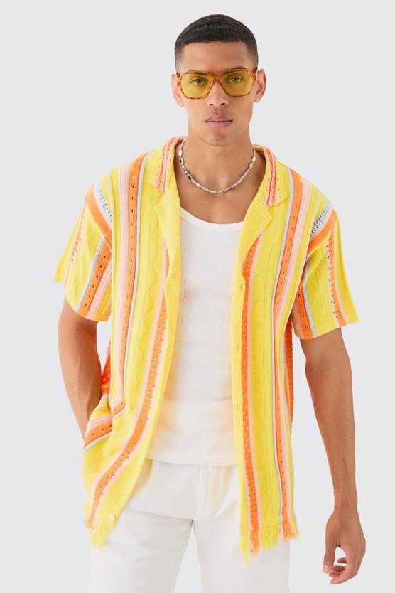 Kastiges Oversize Hemd in Gelb mit Naht