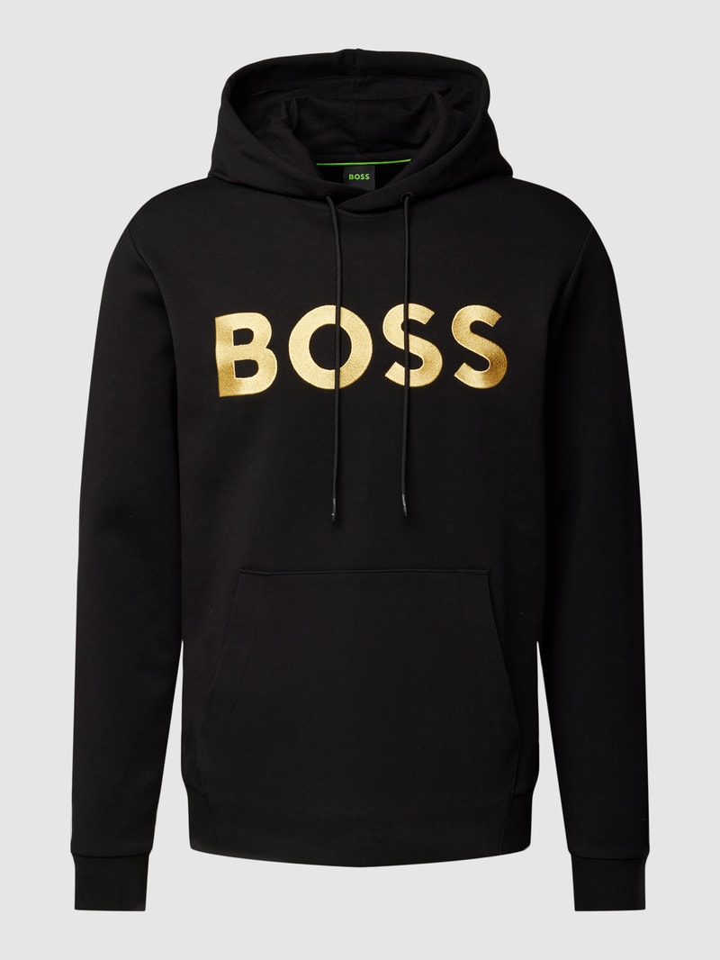 Hoodie mit Label-Print Modell 'Soody' in schwarz