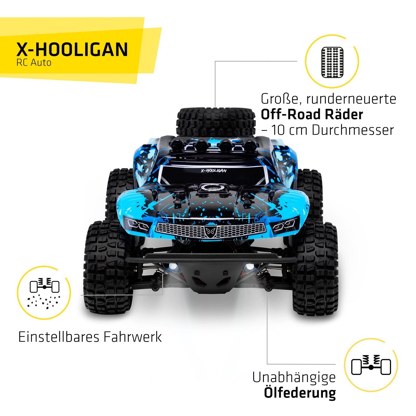 Overmax RC-Auto HOOLIGAN, 50 km/h 4x4 Antrieb 40 Minuten 100 Meter Reichweite