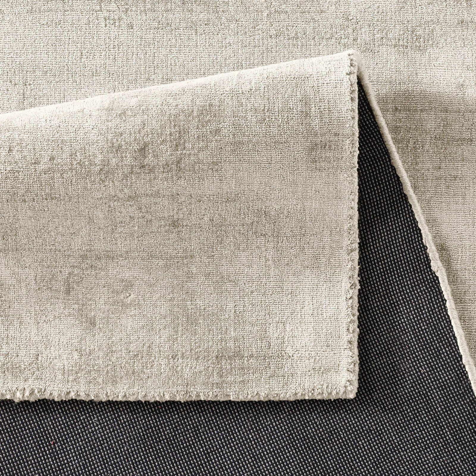 Teppich Kurzflor-Viskose-Teppich Handweb, TaCa Home, rechteckig, Höhe: 15 mm, Wohnzimmer Schlafzimmer Esszimmer, Creme - 80 x 150 cm