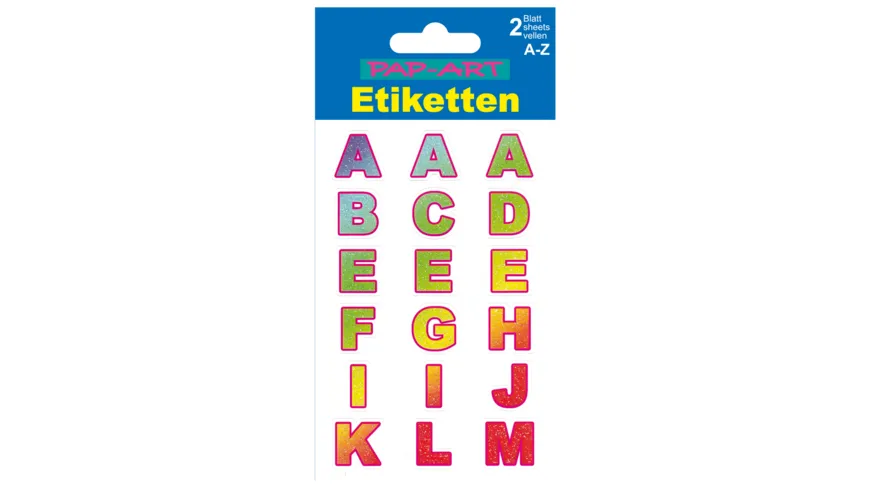 PAP-ART Buchstaben-Etiketten farbig glänzend 20mm