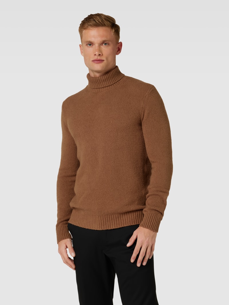 Rollkragenpullover in unifarbenem Design Modell 'Zino' in taupe