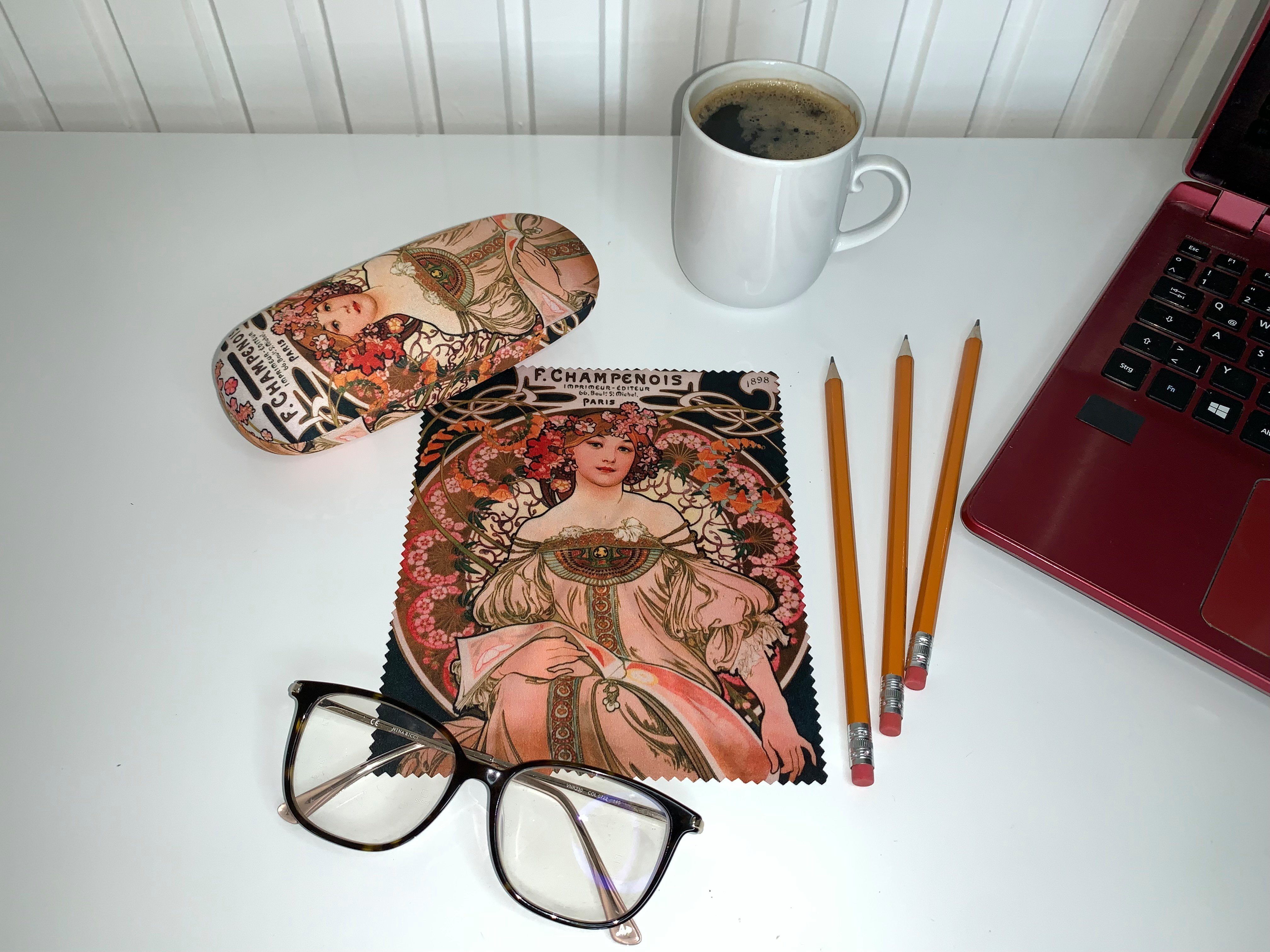 von Lilienfeld Brillenetui Brillenetui Alfons Maria Mucha : F. Champenois Kunst Motiv Brillenbox, stabiles mit Mikrofaser bezogenes Hardcase