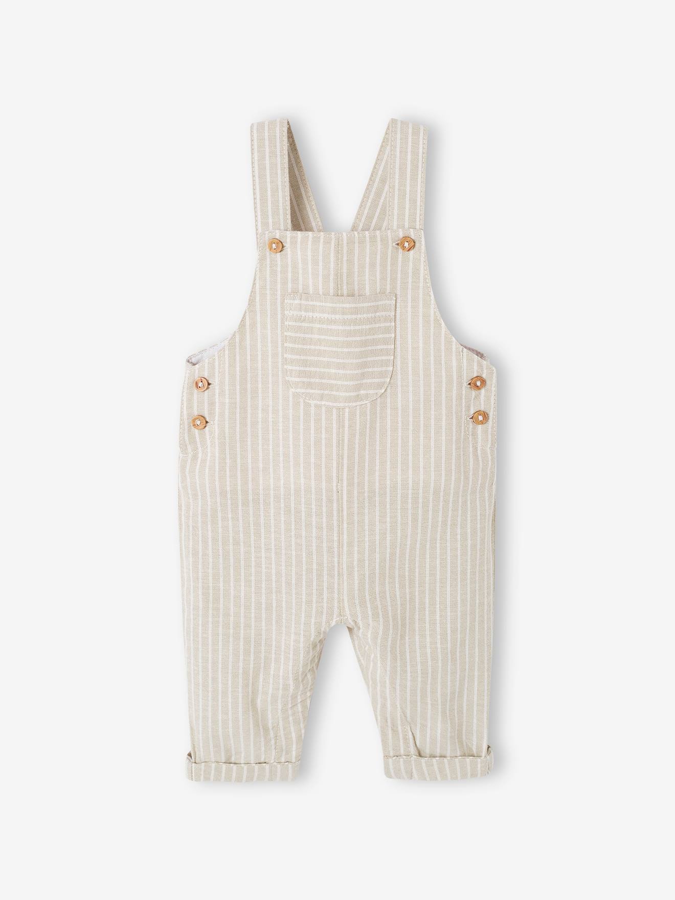Vertbaudet Festliches Baby-Set: Latzhose & Hemd aus Leinenmix - tonfarben