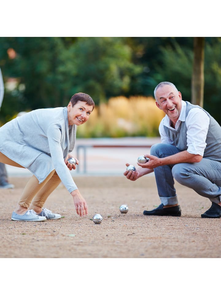 relaxdays 11-tlg. Boule Kugeln Set in Natur/ Silber günstig kaufen onesize