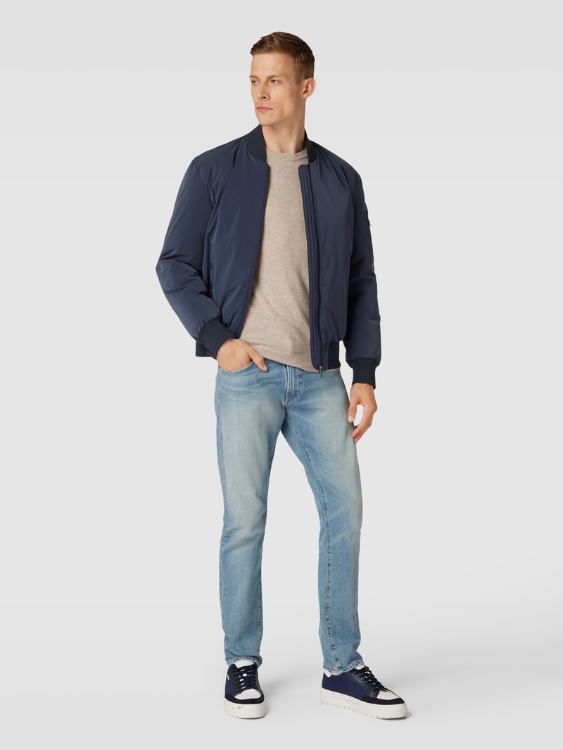 Bomberjacke mit Label-Patch in marineblau