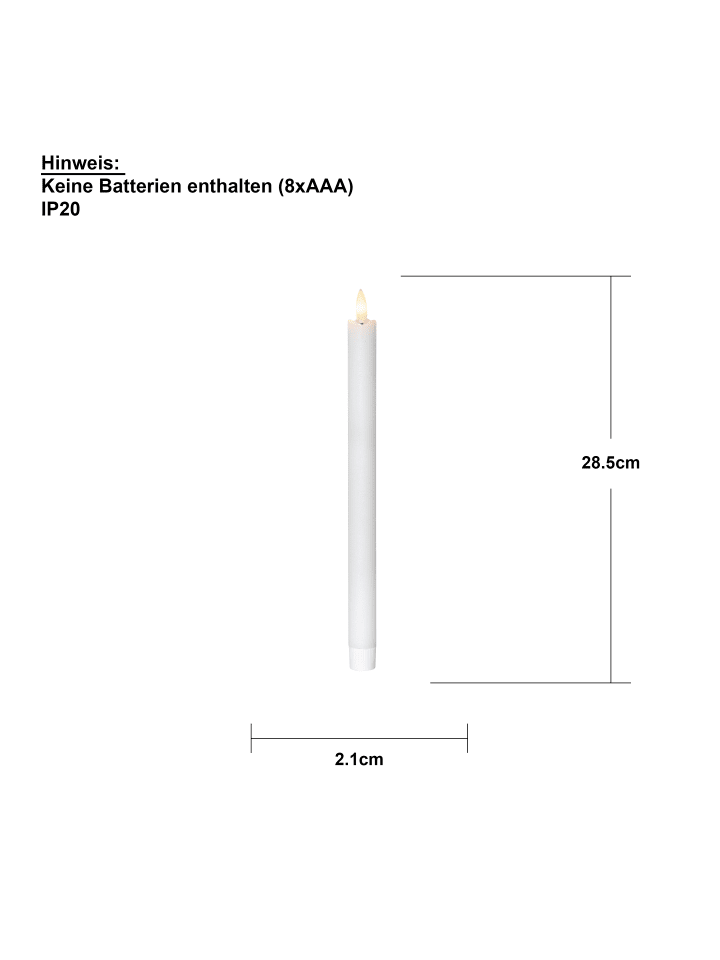 STAR Trading LED-Stabkerzen 'Flamme', Echtwachs, 4er-Set, weiß günstig kaufen onesize