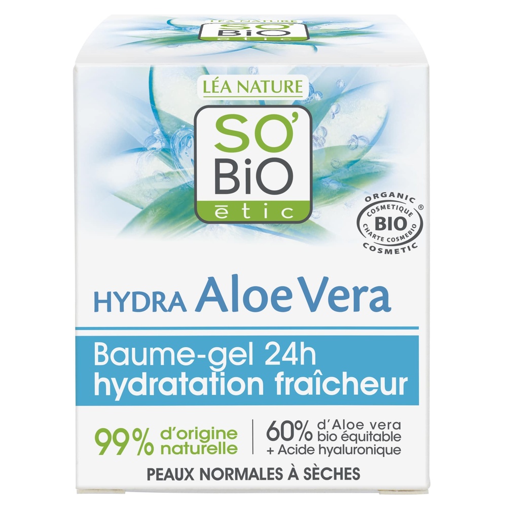 LÉA NATURE SO BiO étic Baume-gel hydratation¹ fraîcheur 24h, peaux normales à sèches, Hydra Aloe Vera Baume gel