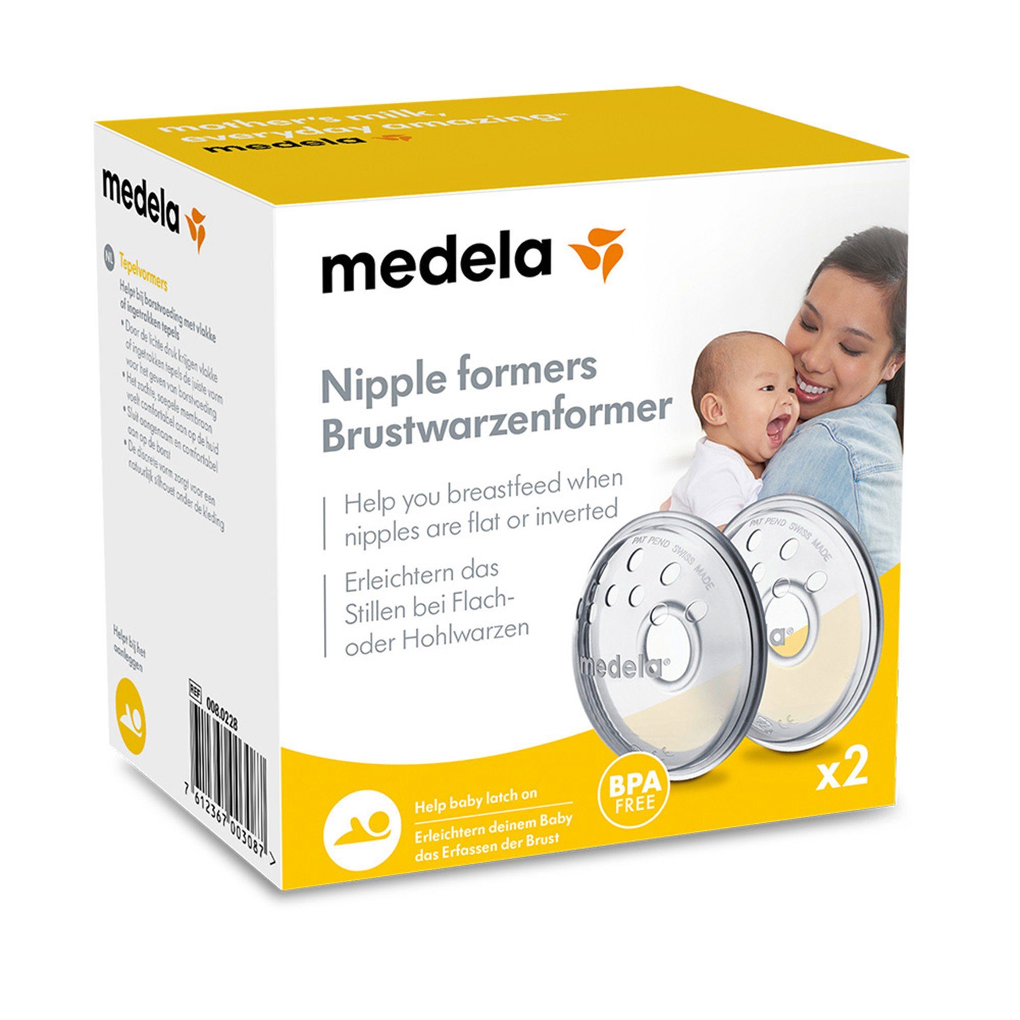 MEDELA Brustwarzenabdeckung Brustwarzenformer 2er Pack Einheitsgröße BPA-frei (1 Paar)