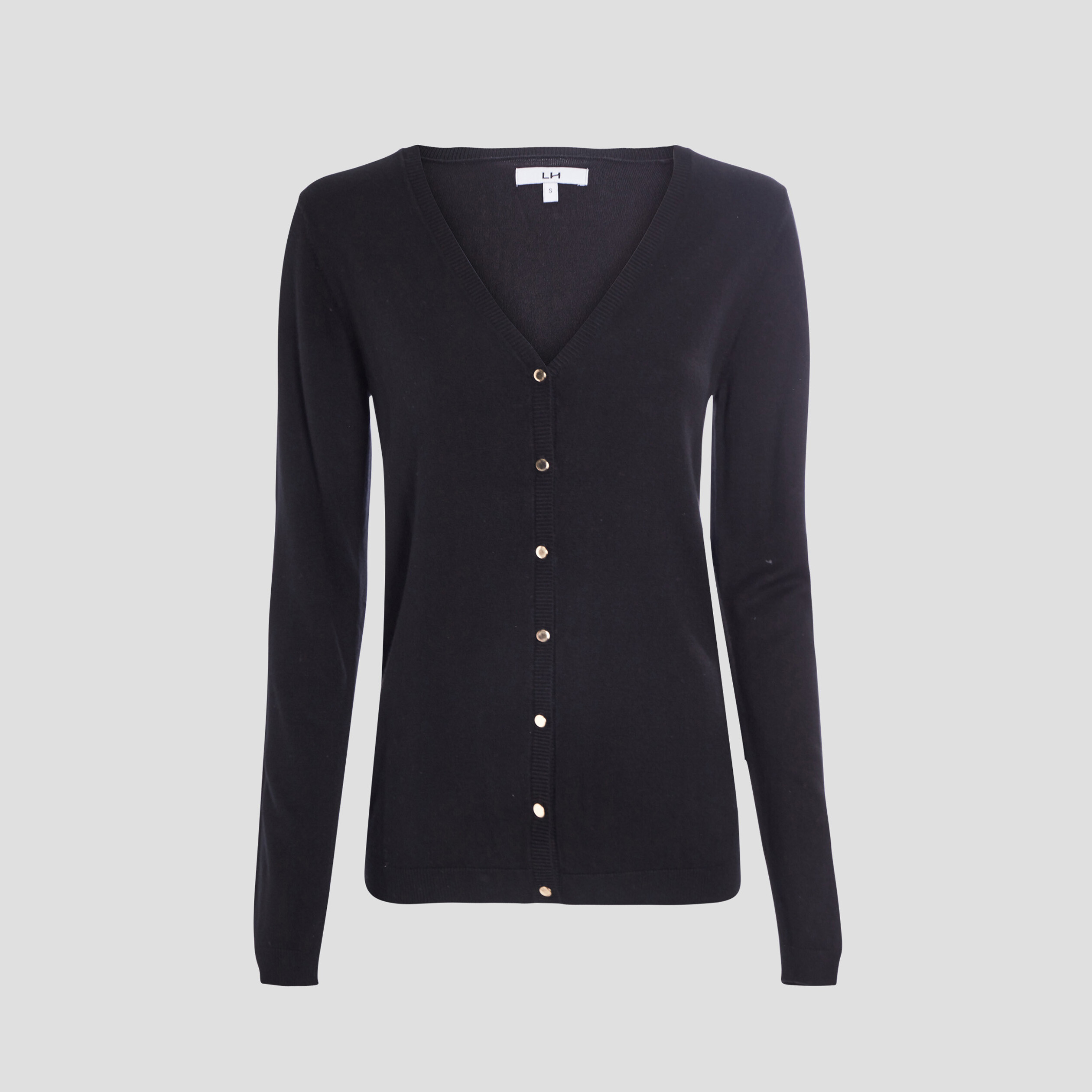 Gilet boutonné avec col en V noir femme | La Halle