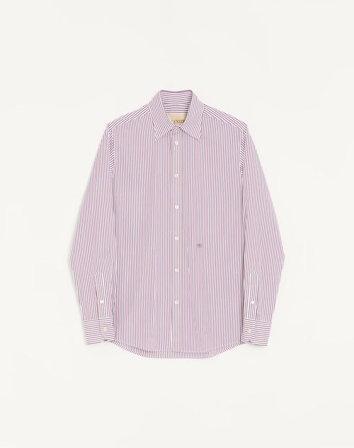 Valentino bomuldspoplinskjorte med stribet V-logo-broderi