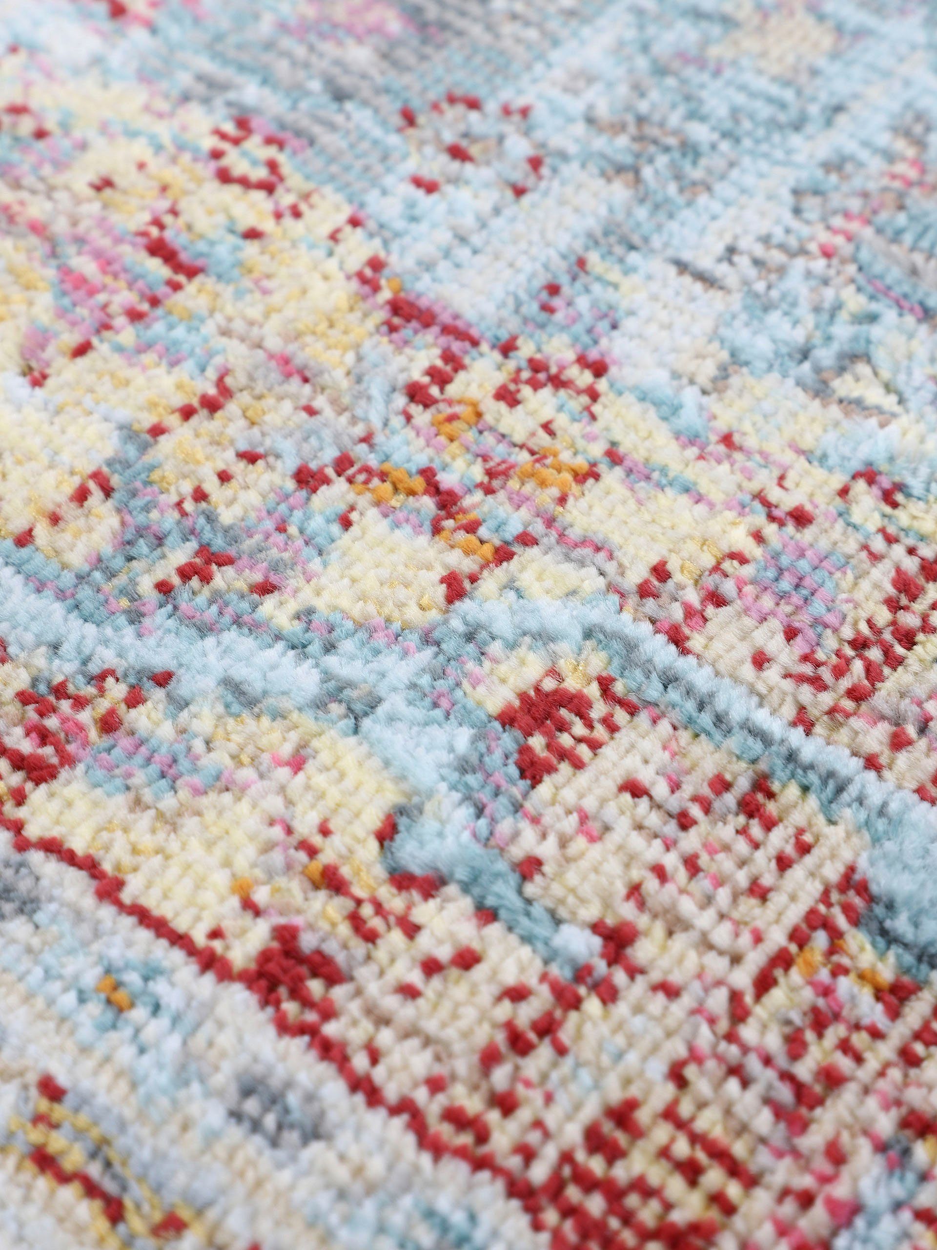Teppich Esha, carpetfine, rechteckig, Höhe: 8 mm, Vintage Look, schöne Farben, mit Fransen, Wohnzimmer