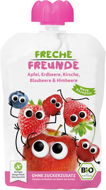 Freche Freunde Bio Quetschie Apfel, Erdbeere, Blaubeere & Himbeere
