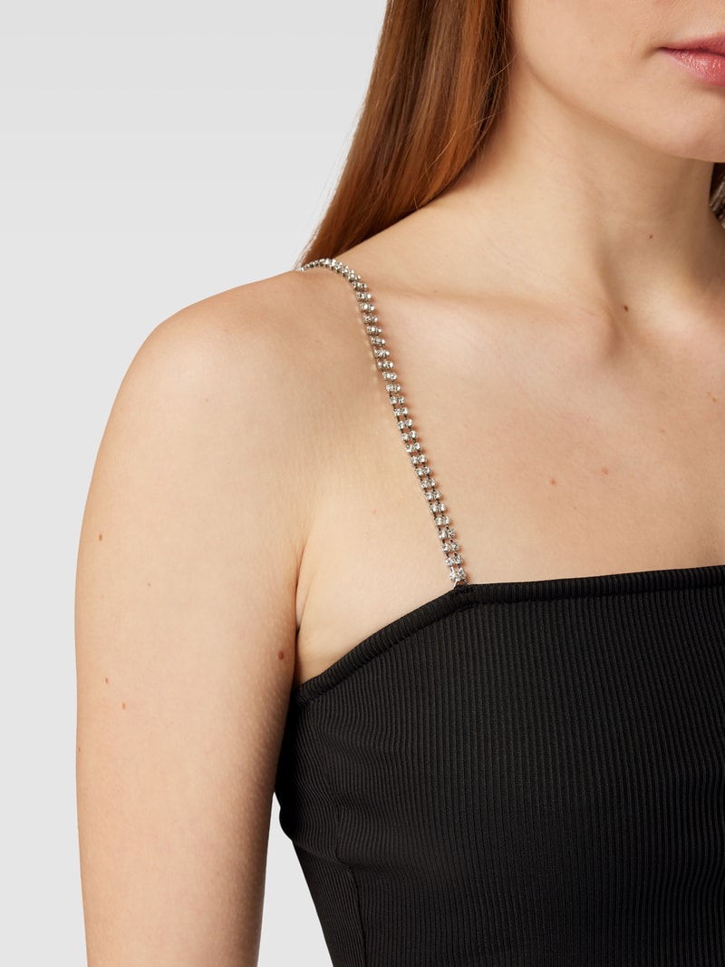 Crop Top mit Feinripp Modell 'RHINA' in black