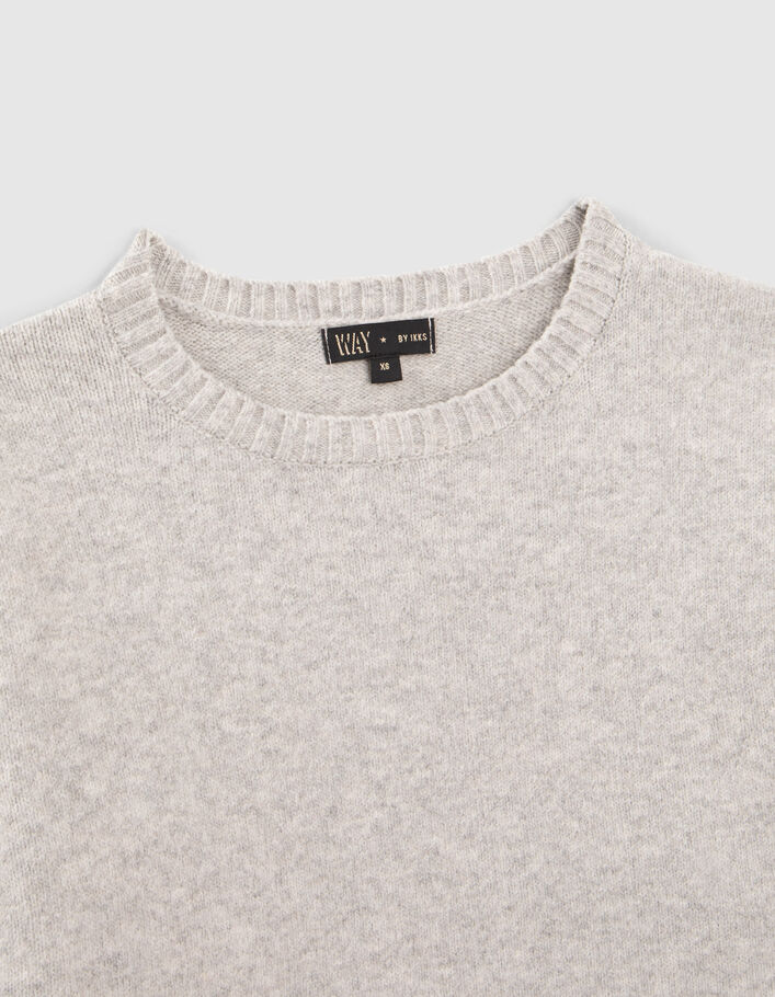 Pull gris tricot trompe-l'oeil chemise fille