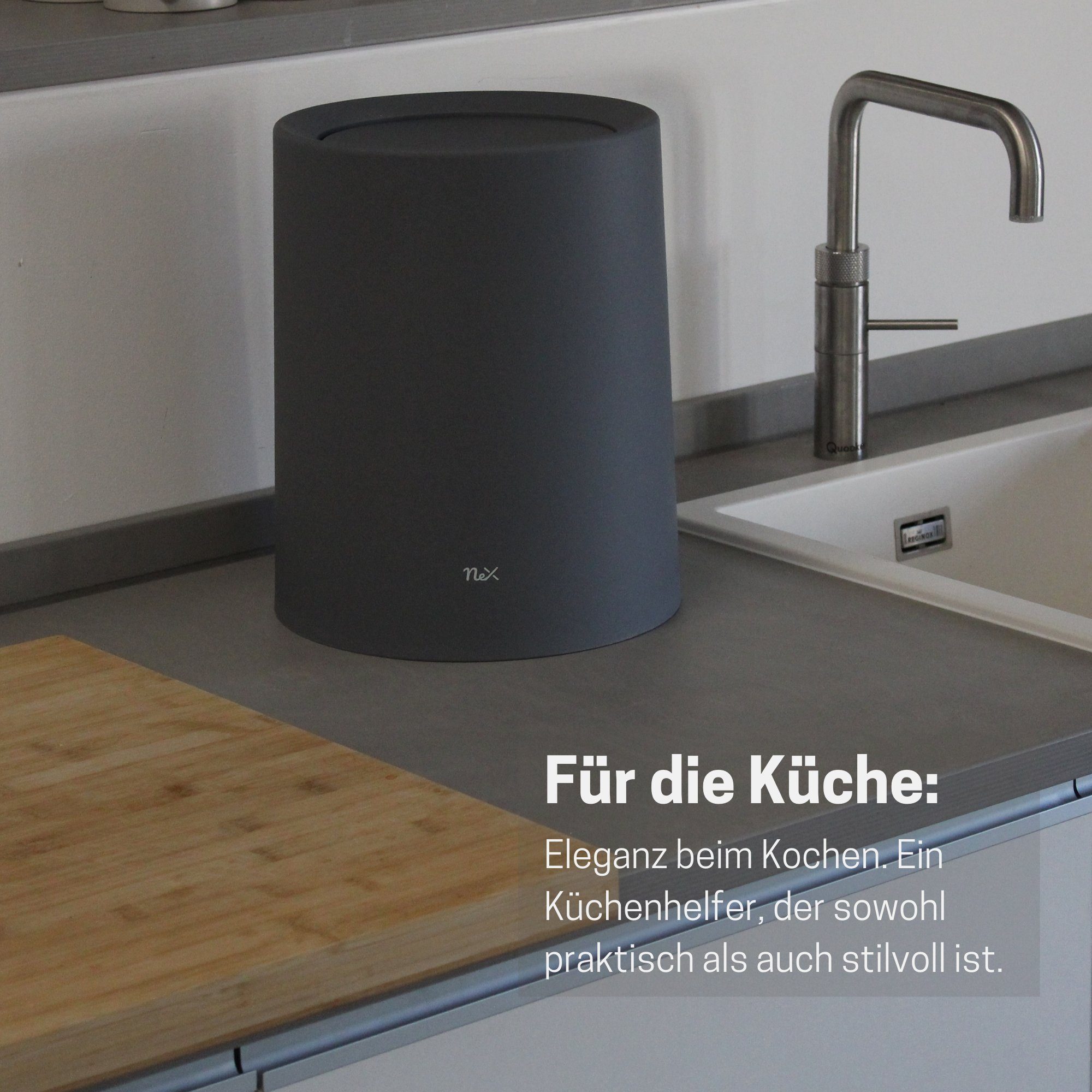 AllBlue products Papierkorb Papierkorb Mülleimer - Matt mit Deckel - Für Küche, Büro & Bad - 12L