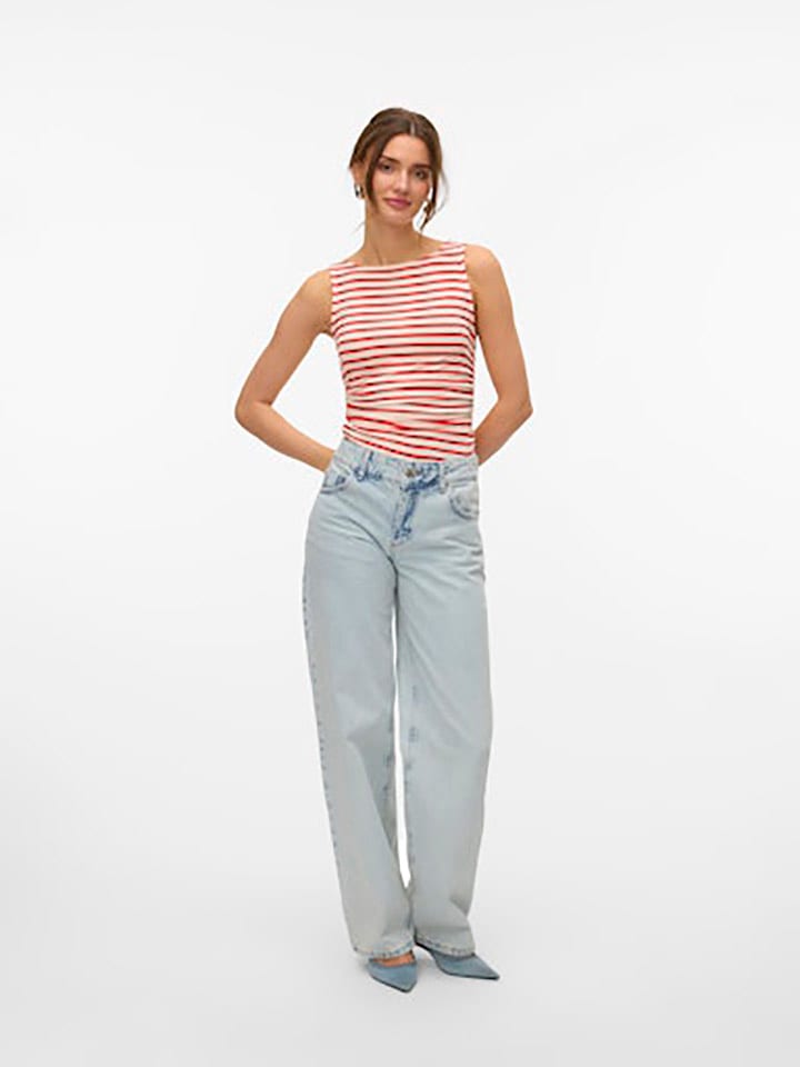 Vero Moda Top in Weiß/ Rot günstig kaufen
