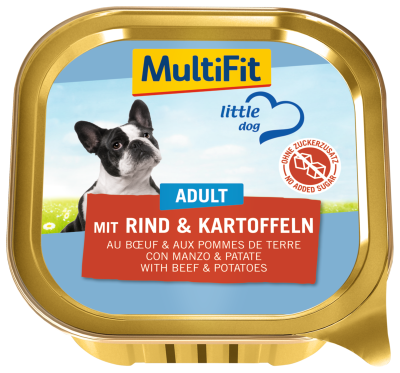 MultiFit Hundenassfutter MultiFit Adult Little Dog 11x150g mit Rind & Kartoffeln