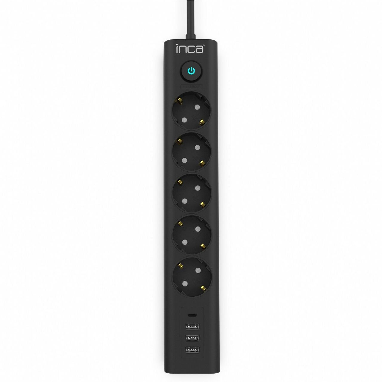 Inca Steckdosenleiste IPW-44TU 5 fach, 3xUSB-A 1xUSB-C, Überspannungsschutz 1,5m schwarz