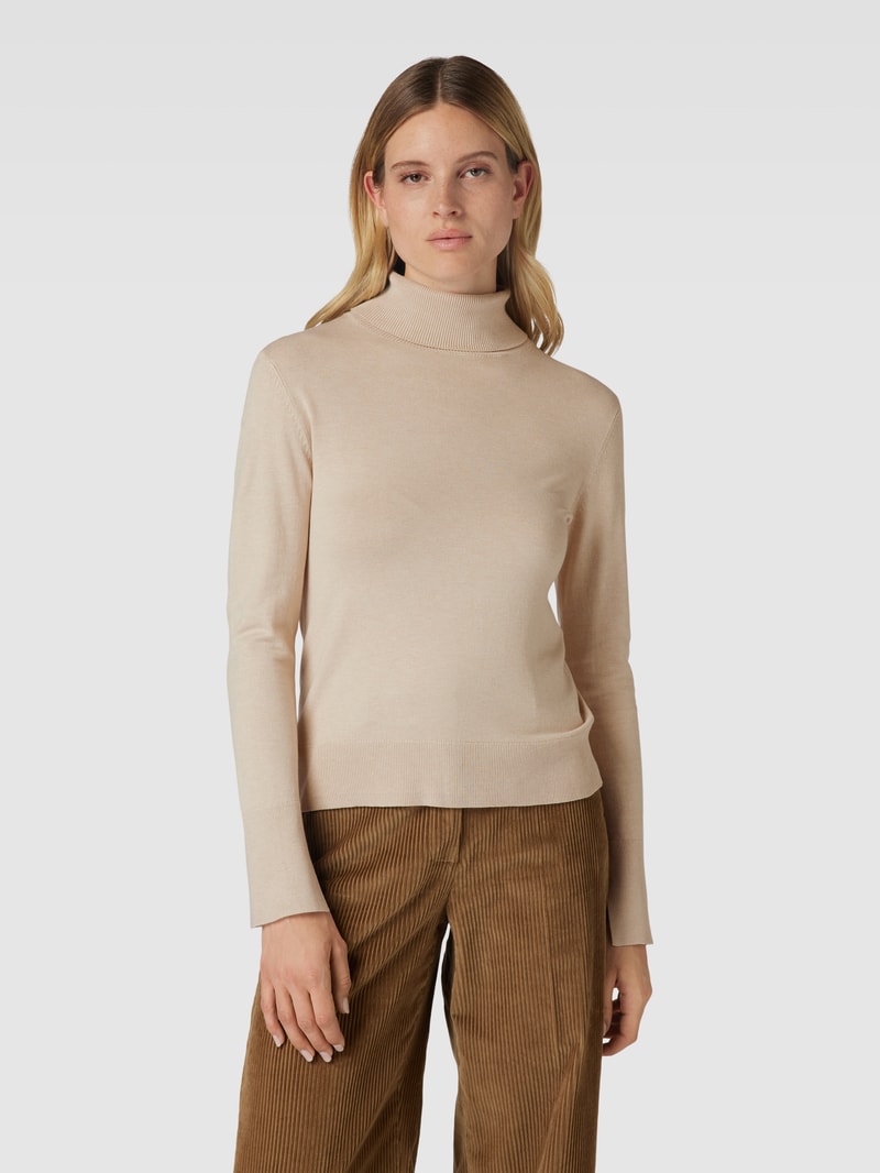 Strickpullover aus Viskose-Mix mit Rollkragen in sand