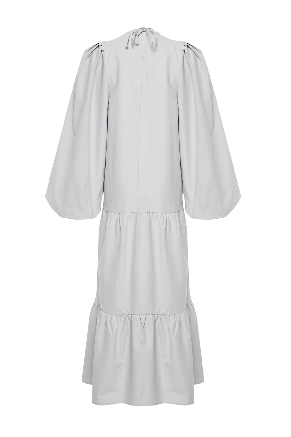 Trendyol Modest  Juwelenbesetztes Kleid mit Ballonärmeln und mehrlagigem Baumwollgewebe TCTSS24EB00070