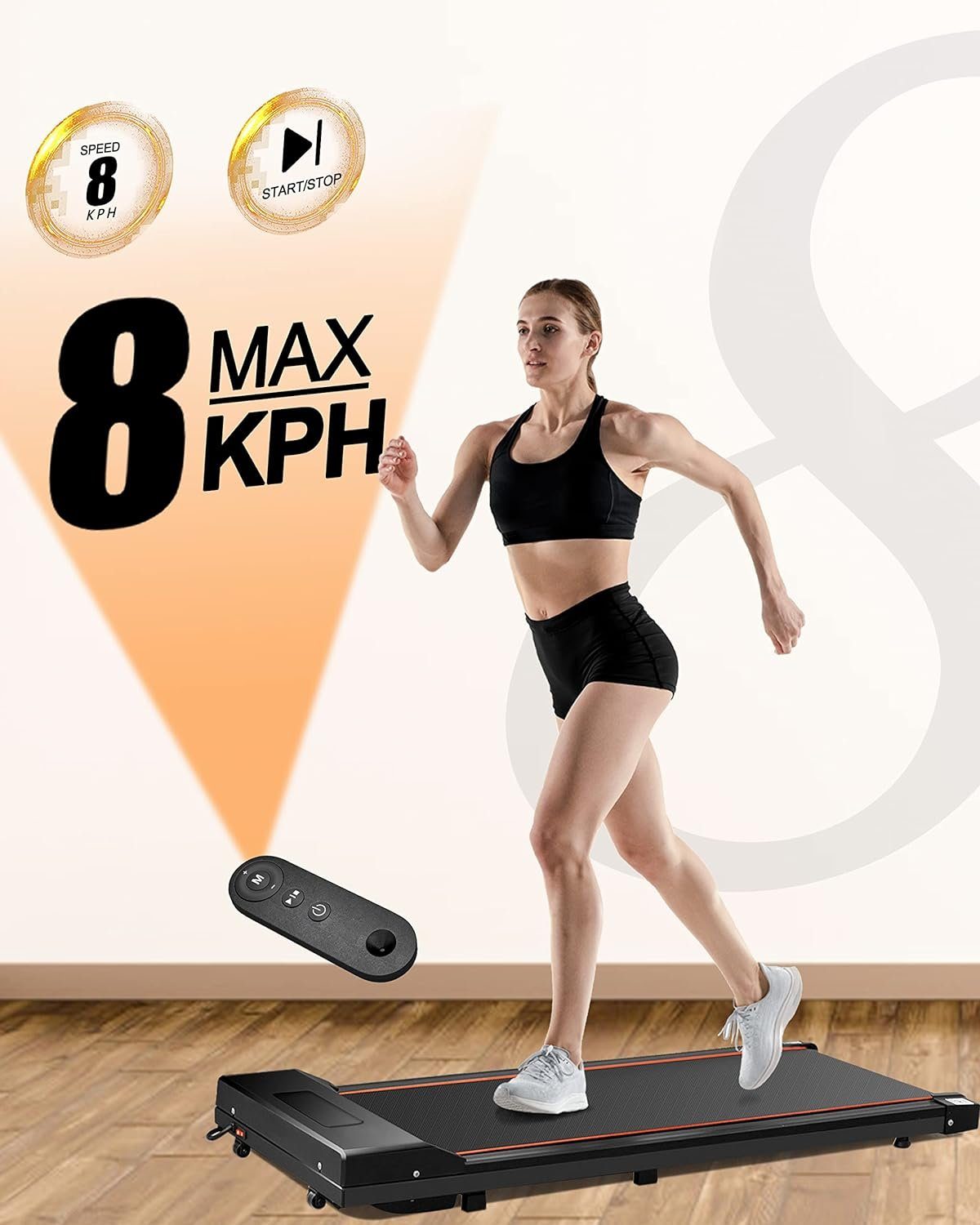 TODO Laufband (Laufband für Zuhause,1-8 km/h Geschwindigkeit,550 W mit Fernbedienung), Laufband für Zuhause, 6 Silica-Fußpads auf der Unterseite