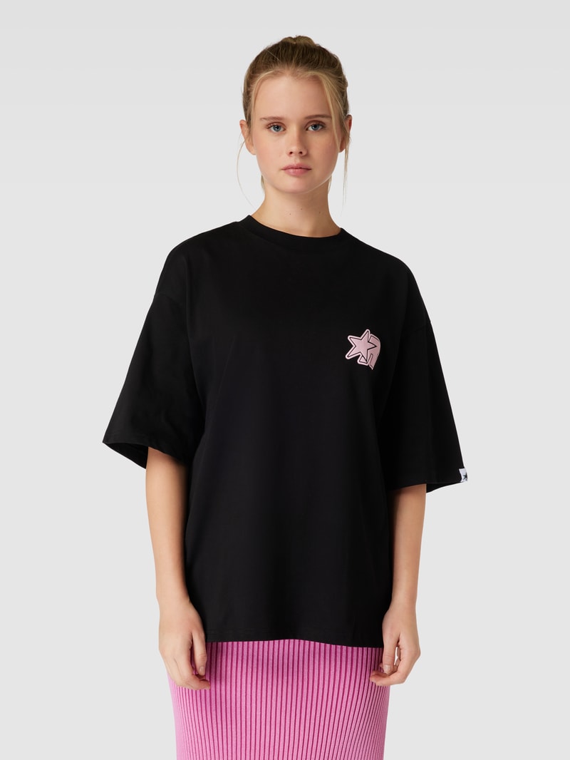 Oversized T-Shirt mit Label-Print in schwarz