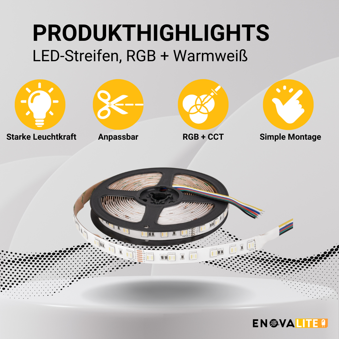 ENOVALITE LED-Streifen, RGB und CCT, 24 V