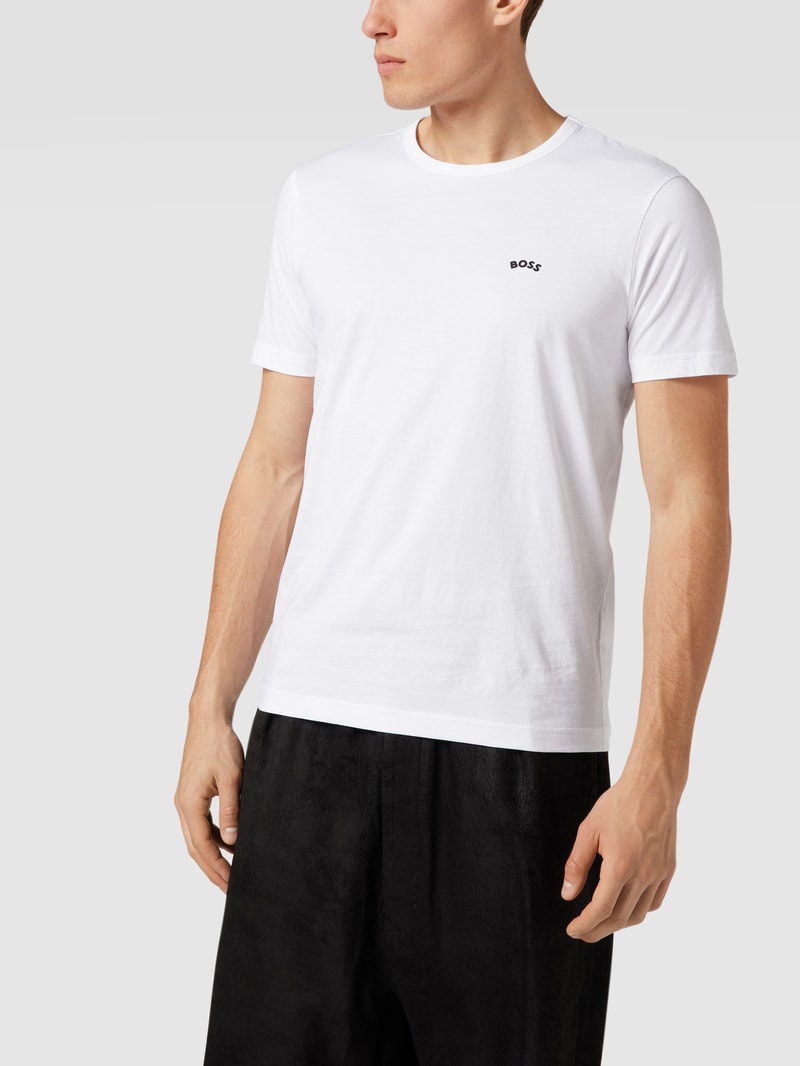T-Shirt mit Label-Schriftzug Modell 'Tee Curved' in weiß