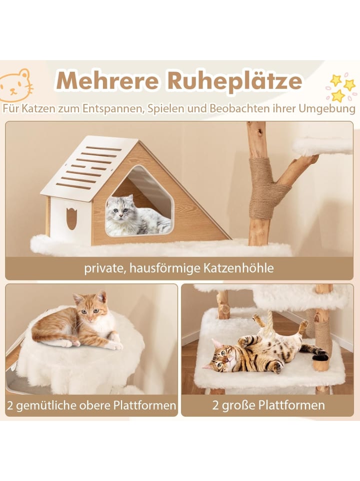 COSTWAY Kratzbaum Holz 150 cm in Weiß günstig kaufen onesize