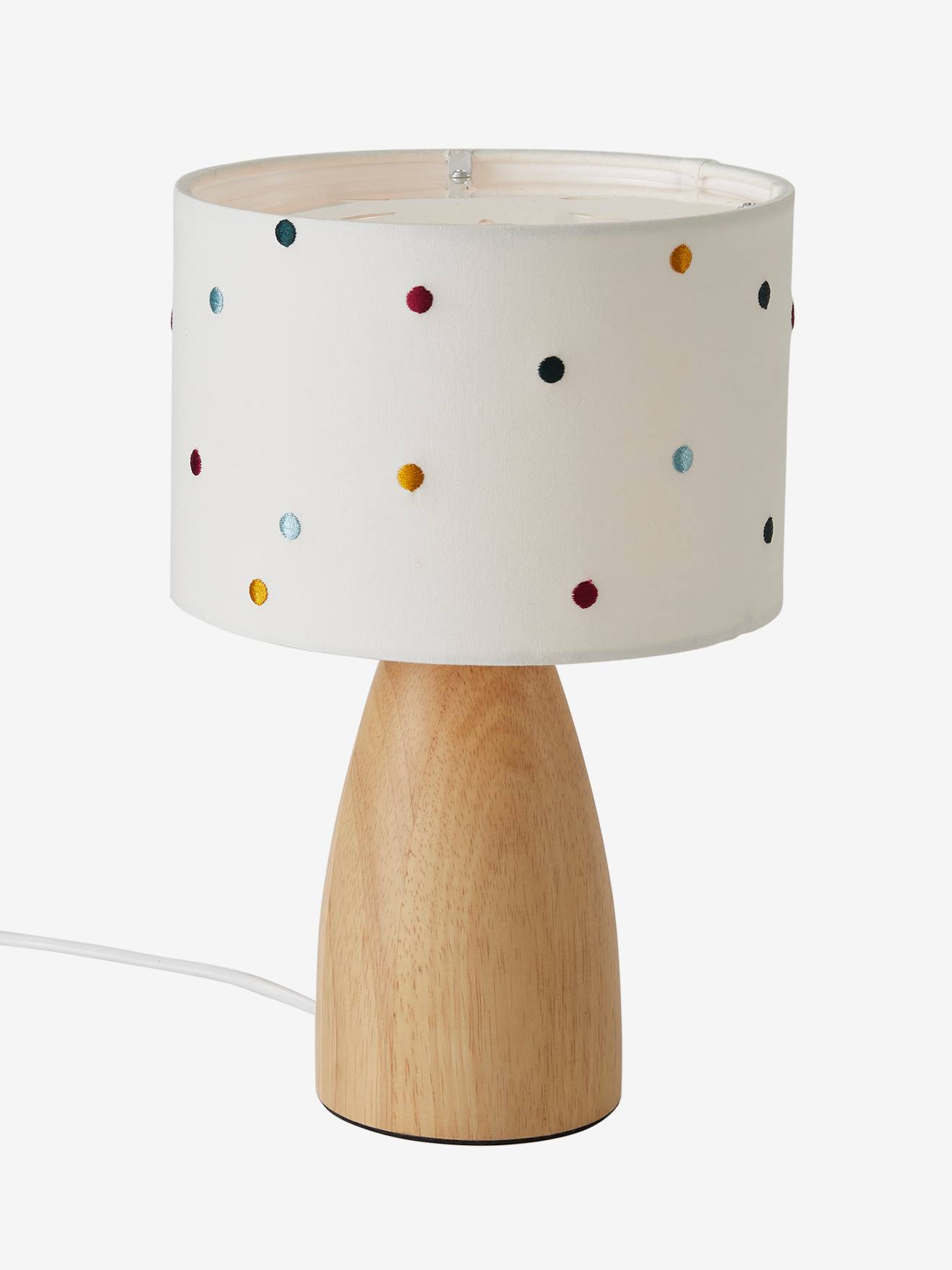 Lampe de chevet pois brodés beige / multicolore