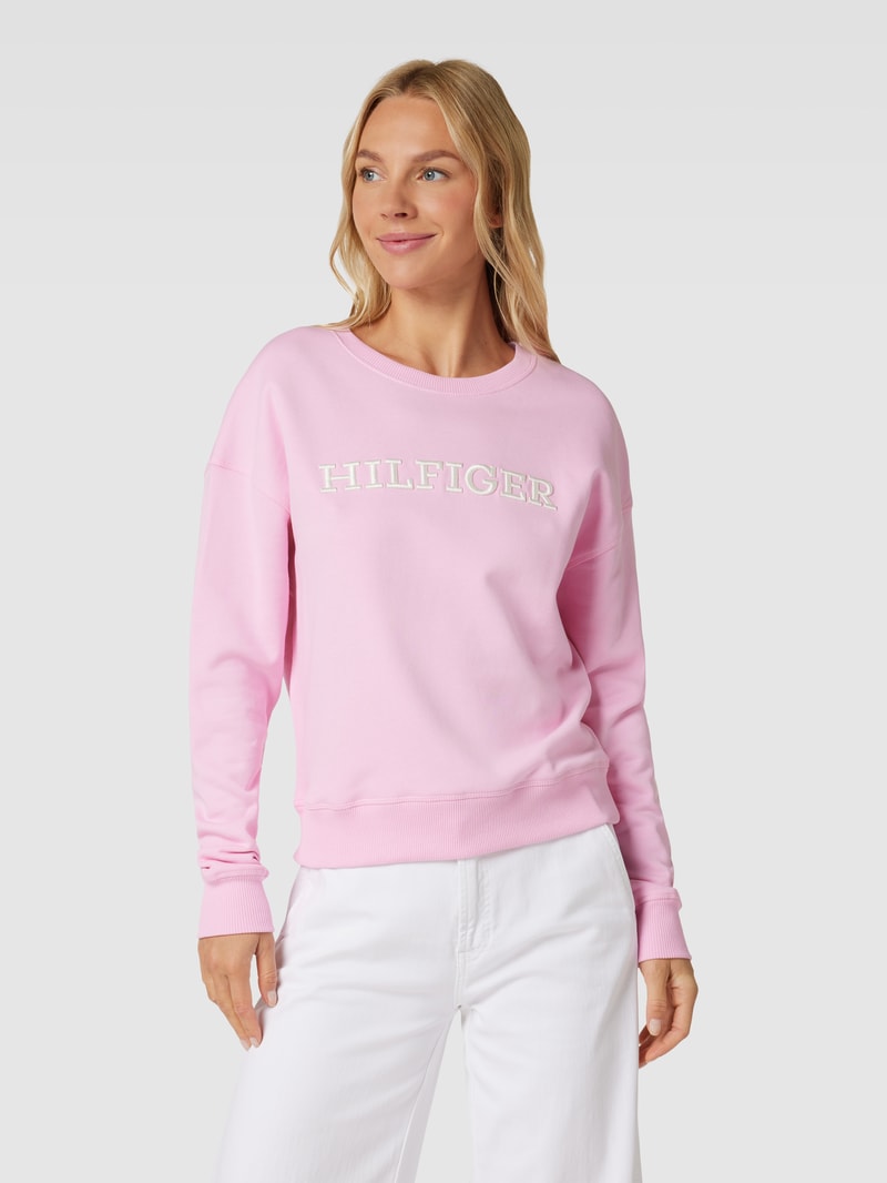 Sweatshirt aus Baumwolle mit Label-Detail in rosa