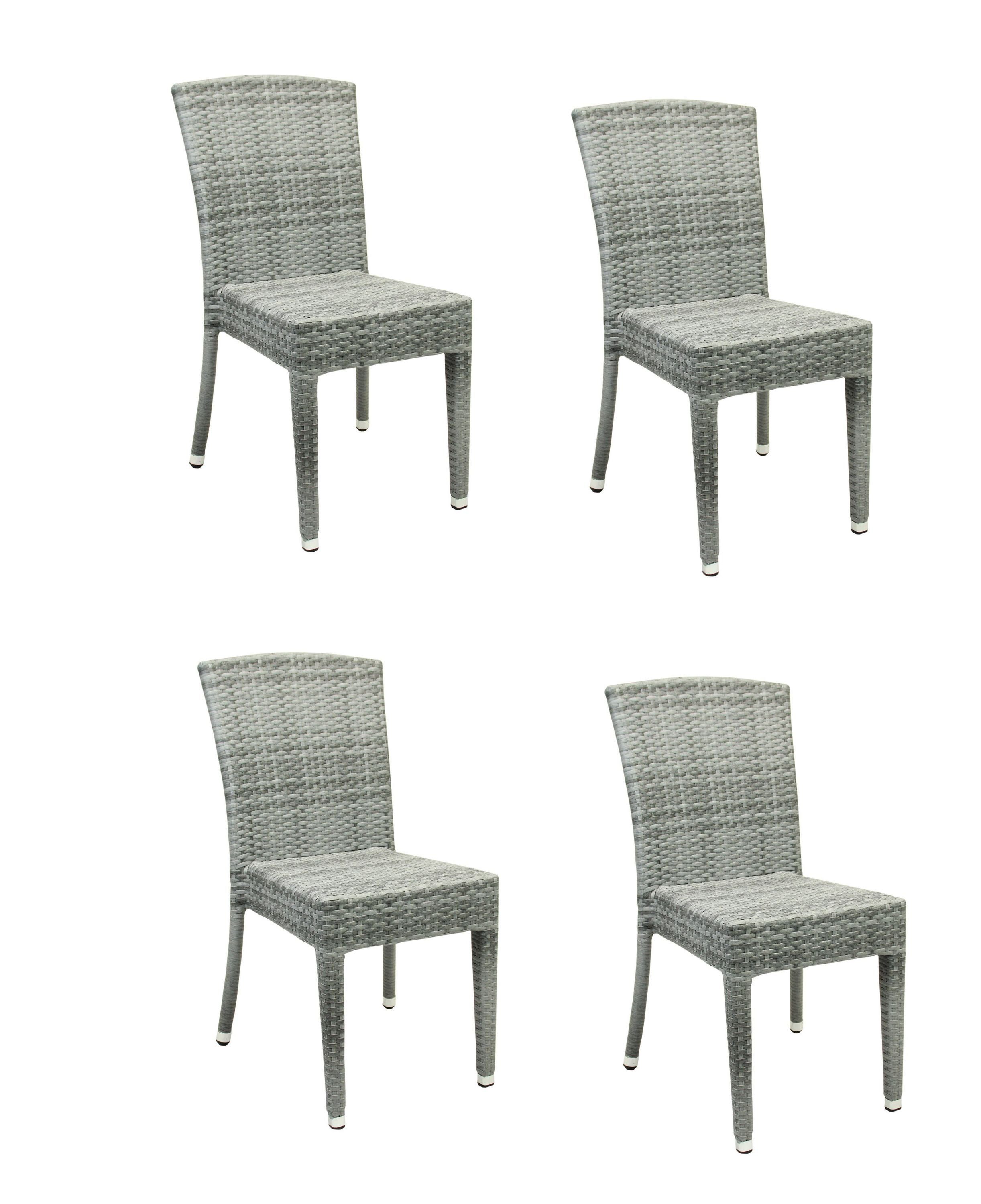 Konway Stapelstuhl MAUI (4 St), 4x KONWAY® MAUI Stapelstuhl Granit Polyrattan Sessel stapelbar