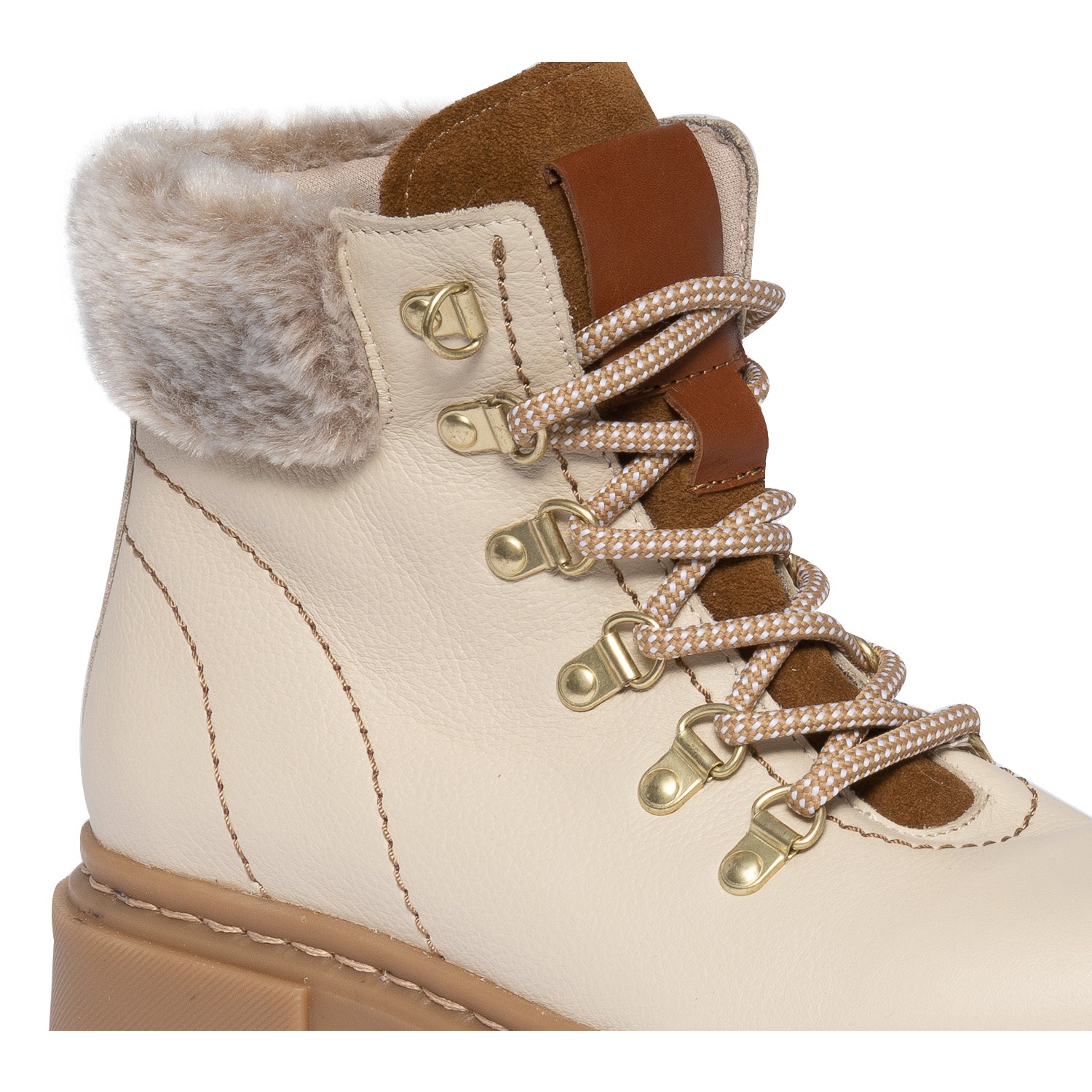 Boots TEXTO beige éco-conçu en cuir esprit montagne