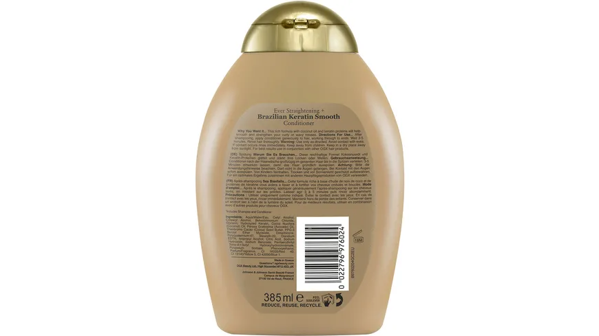OGX ever straightening + brazilian keratin smooth CONDITIONER 385ml 385 ml