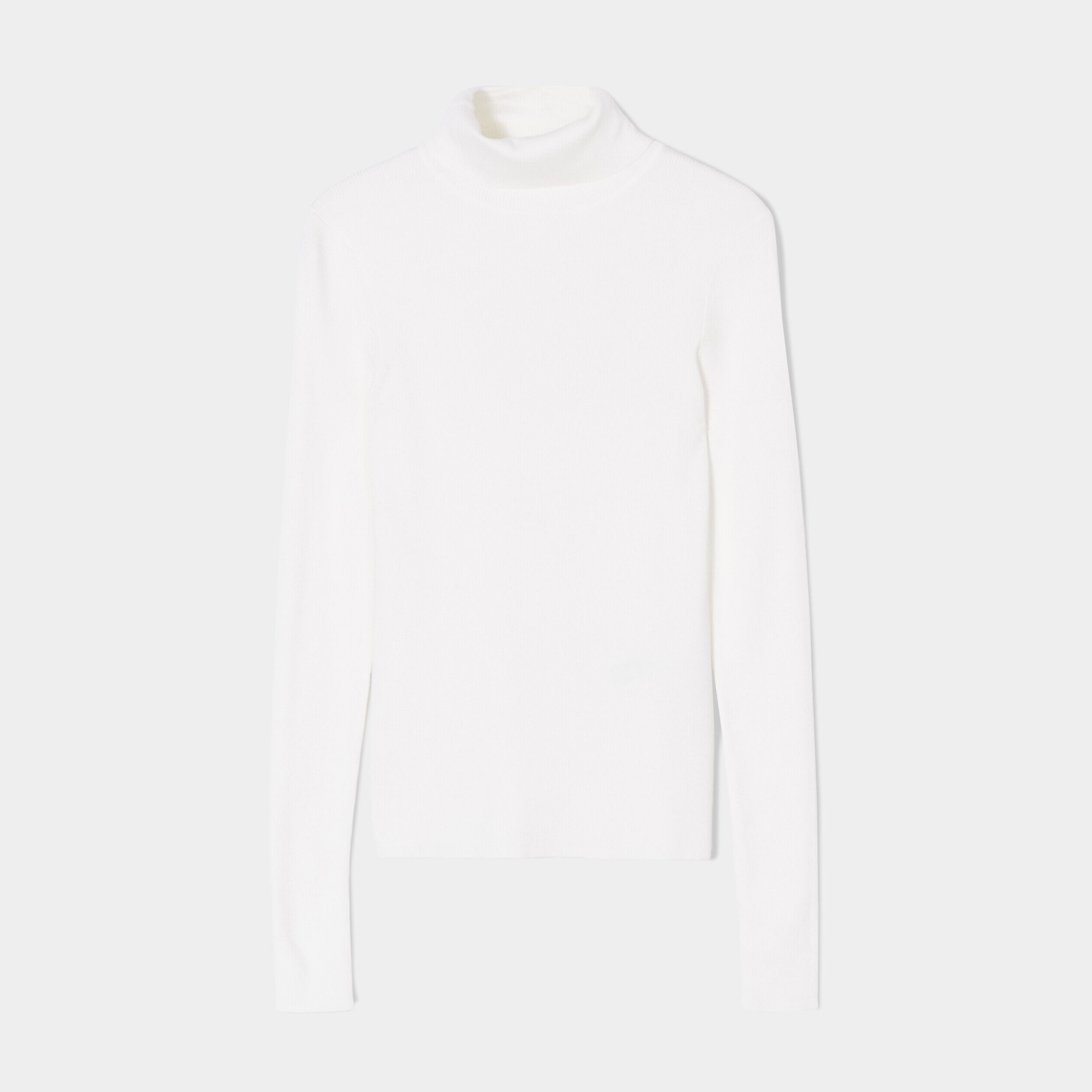 Pull côtelé col roulé ecru femme | Cache Cache