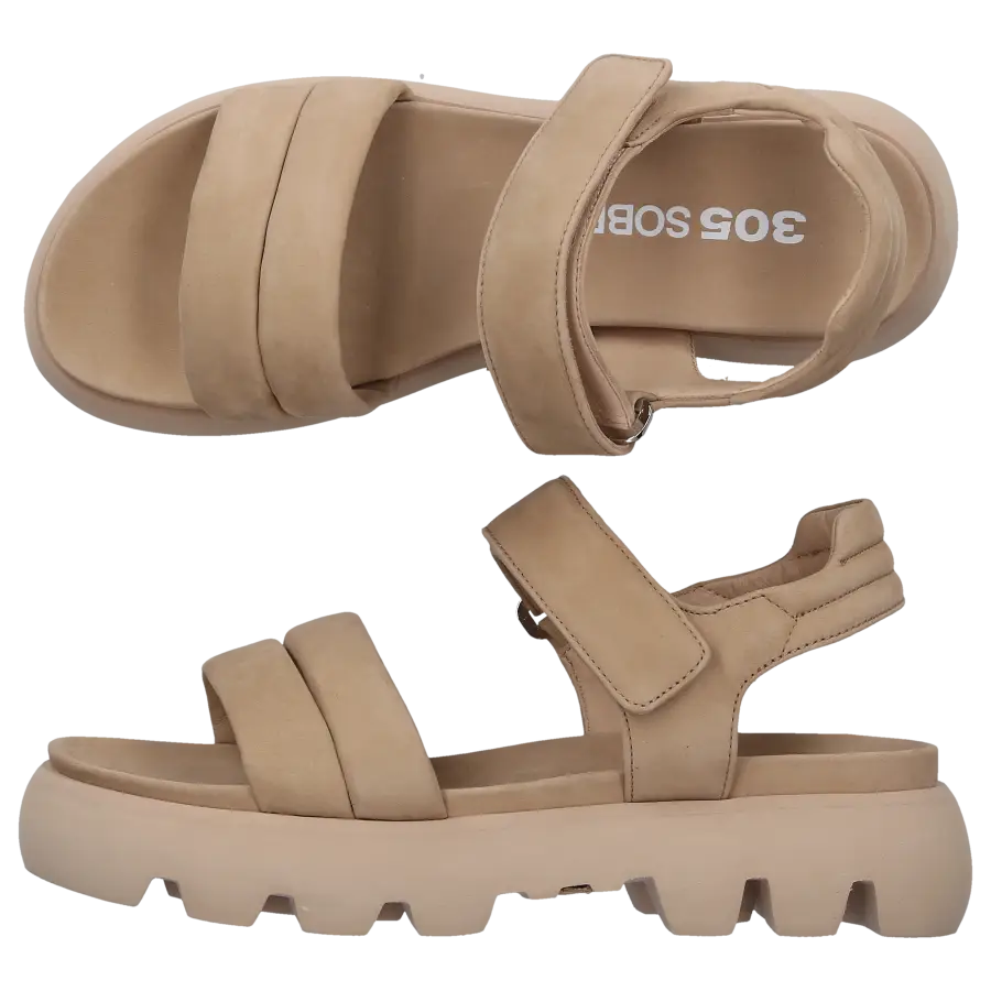305 SOBE - Sandalen KRABI Nubukleder - beige